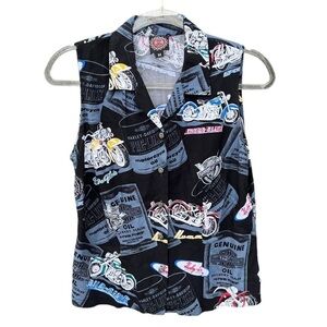 Vintage Harley-Davidson x Tori Richard Button Front Sleeveless Top Medium Hawaii